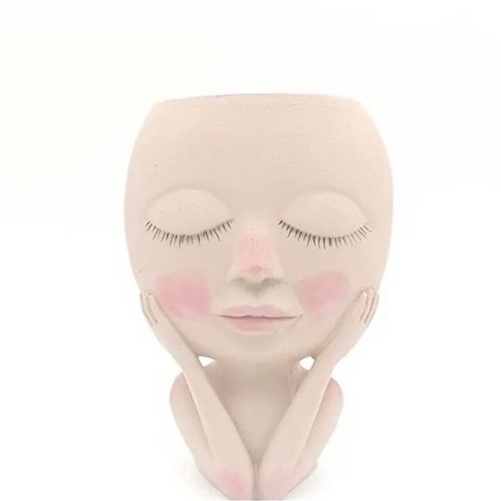 Acrylic Face Doll Floral Plant Planter